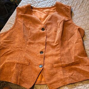 SHEIN Orange Corduroy Vest